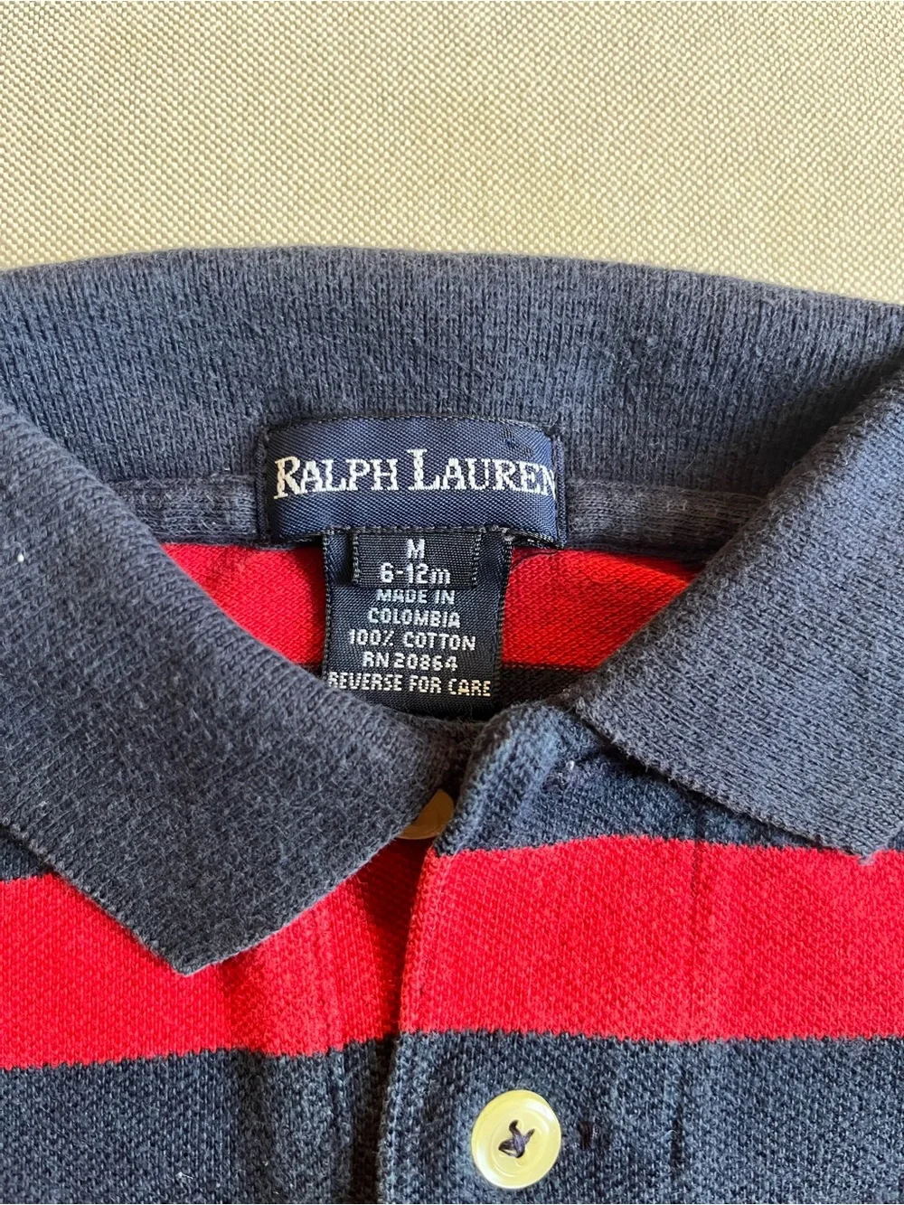 Ralph Lauren Red‎ & Navy Striped Polo Shirt